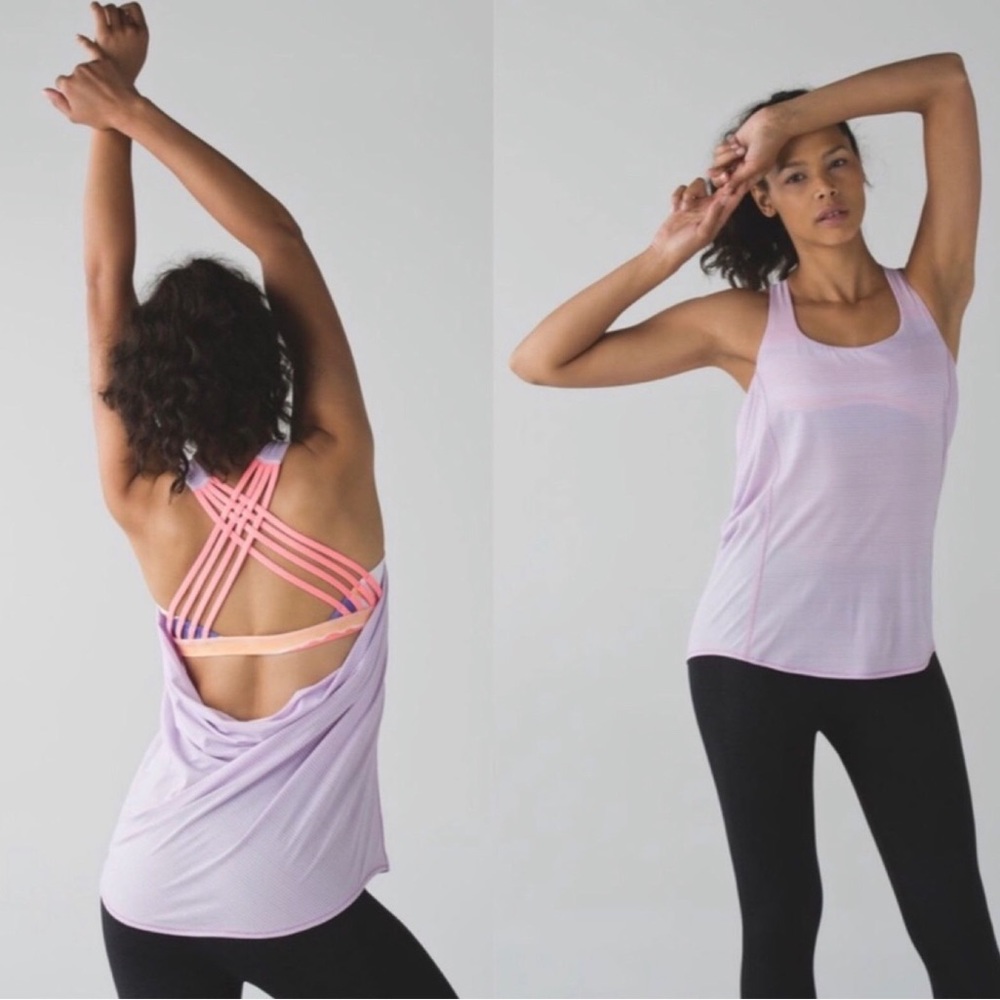 LULULEMON Free to be Wild Open Back Lilac - Purple Stripe Tank